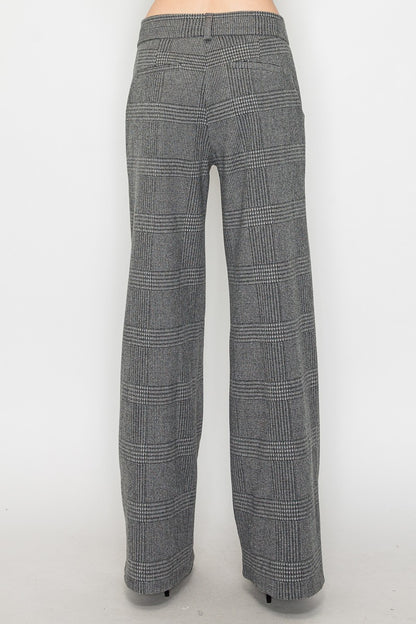 Wide-leg Houndstooth Pants