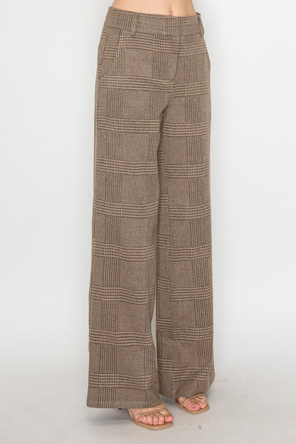Wide-leg Houndstooth Pants