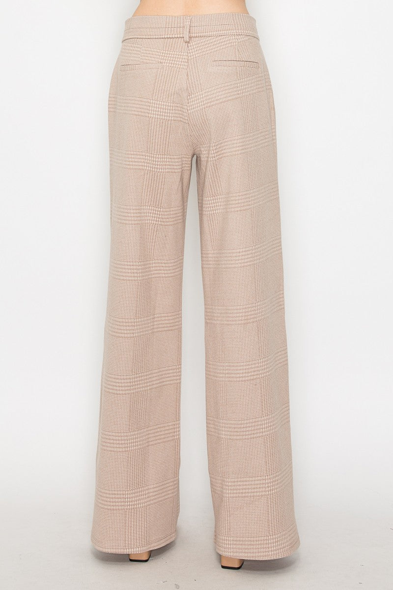 Wide-leg Houndstooth Pants