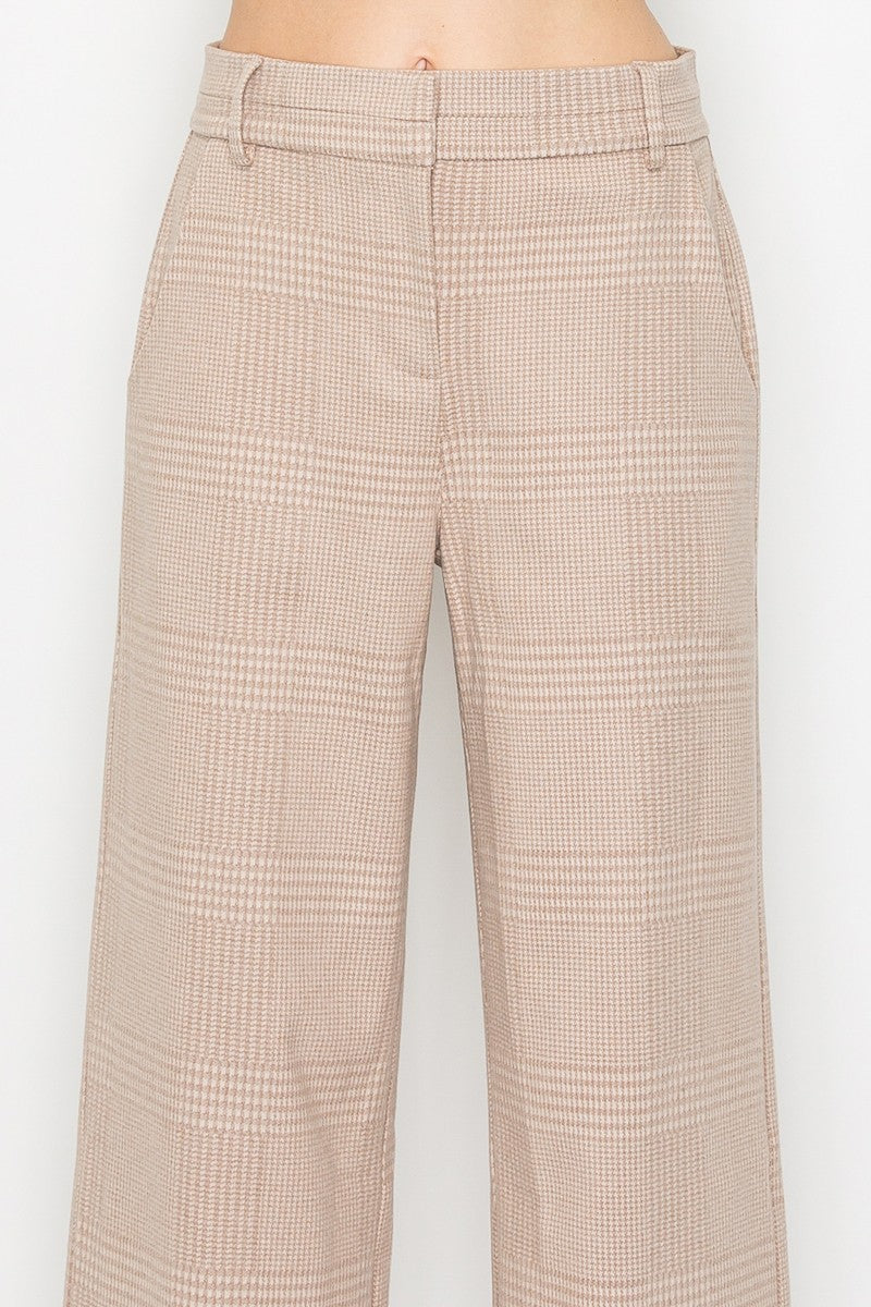 Wide-leg Houndstooth Pants