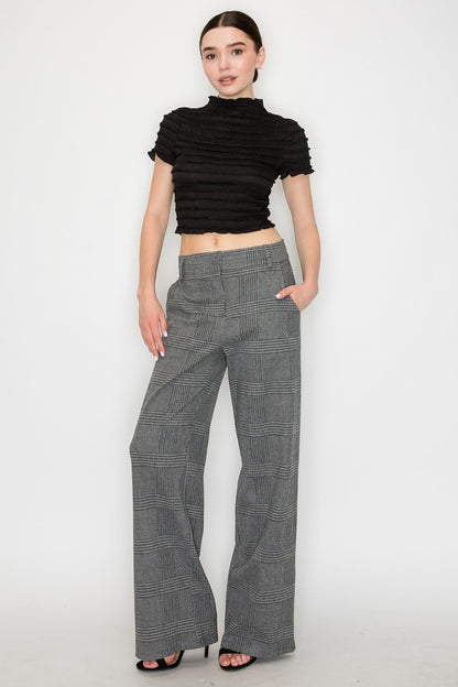 Wide-leg Houndstooth Pants