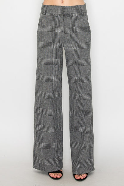 Wide-leg Houndstooth Pants