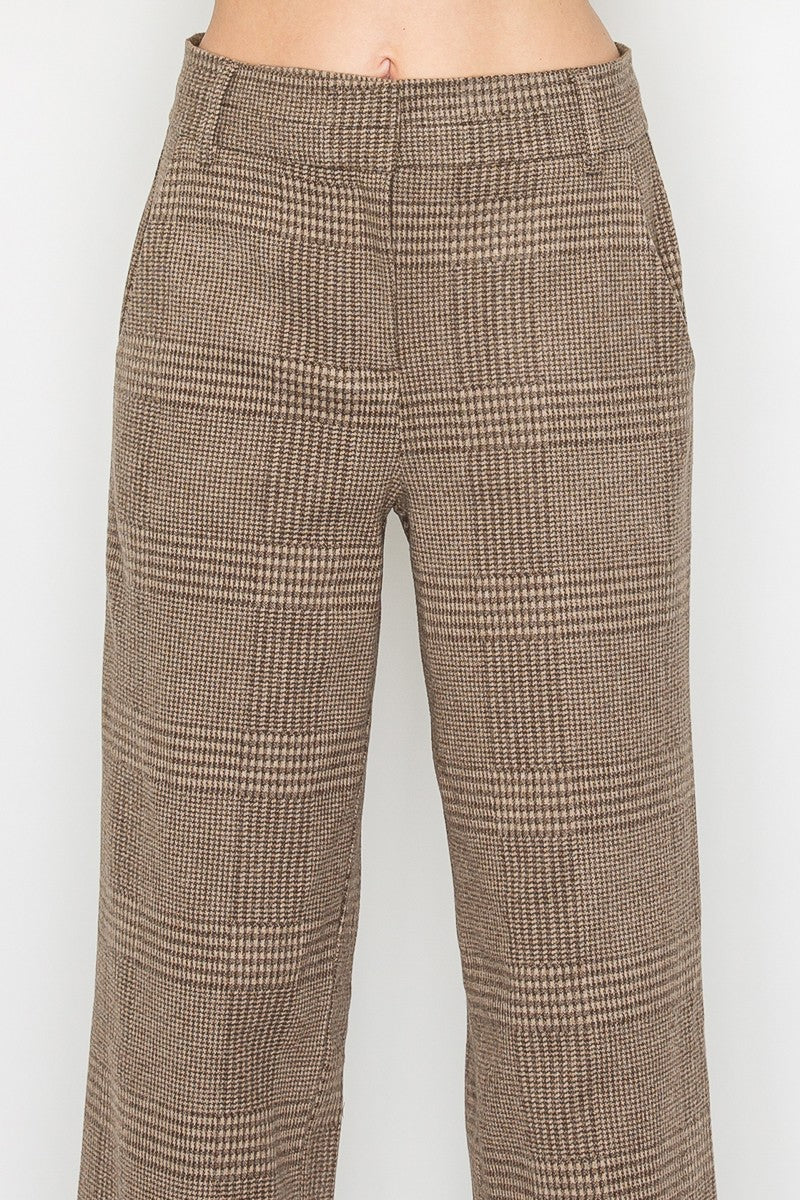 Wide-leg Houndstooth Pants
