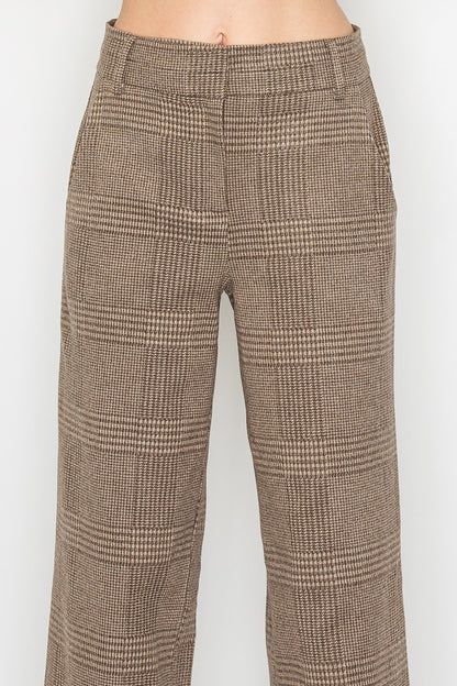 Wide-leg Houndstooth Pants