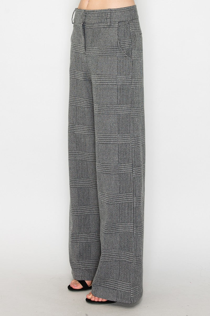 Wide-leg Houndstooth Pants