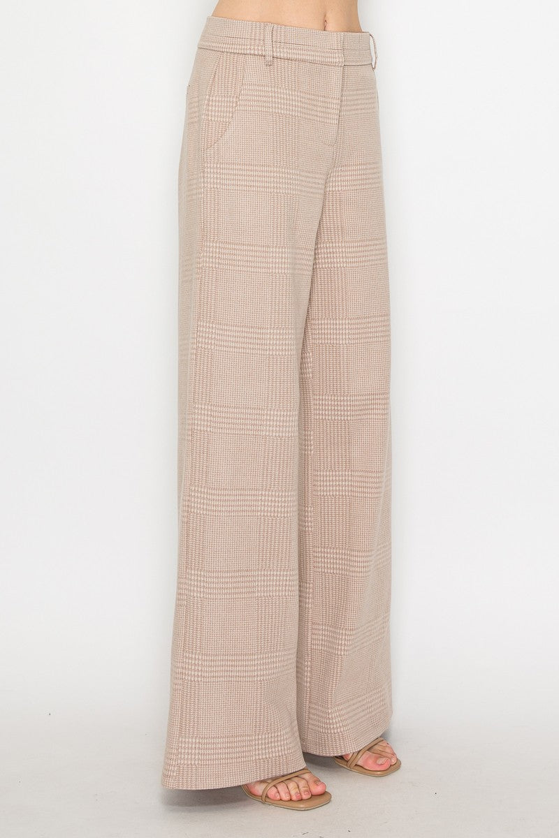 Wide-leg Houndstooth Pants