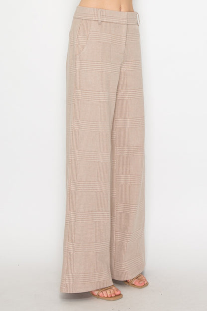 Wide-leg Houndstooth Pants