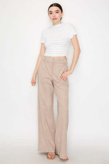 Wide-leg Houndstooth Pants