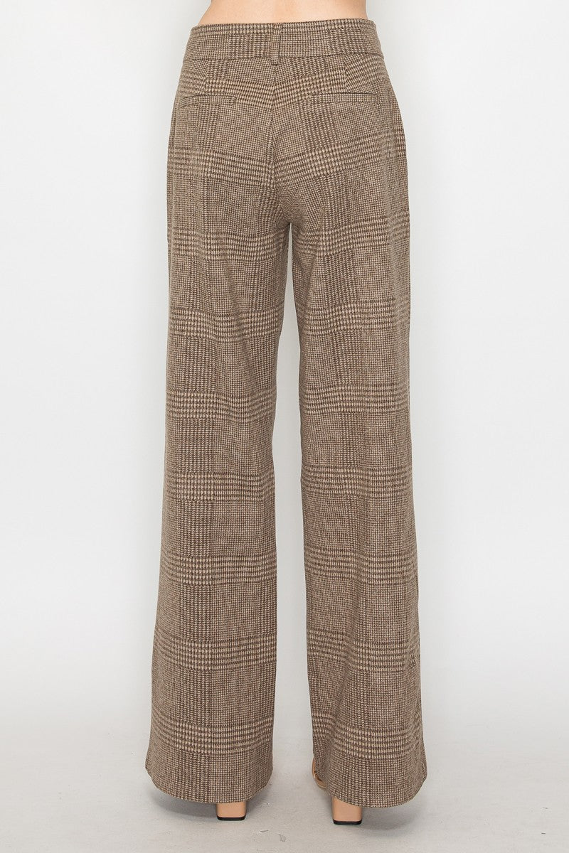 Wide-leg Houndstooth Pants