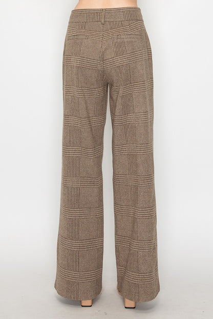 Wide-leg Houndstooth Pants