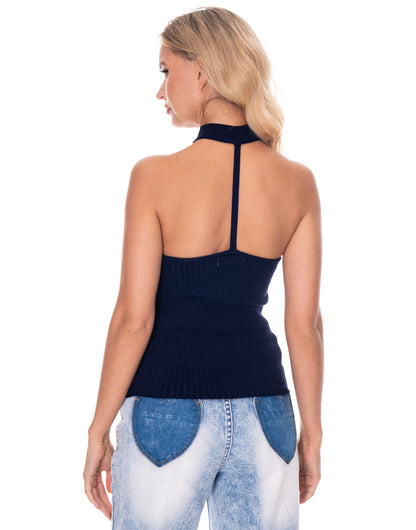 rhinestone ring knit halter top