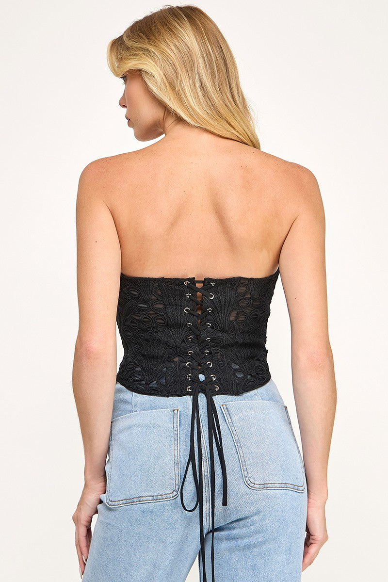 lace corset strapless top
