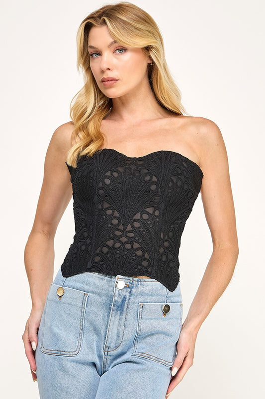 lace corset strapless top
