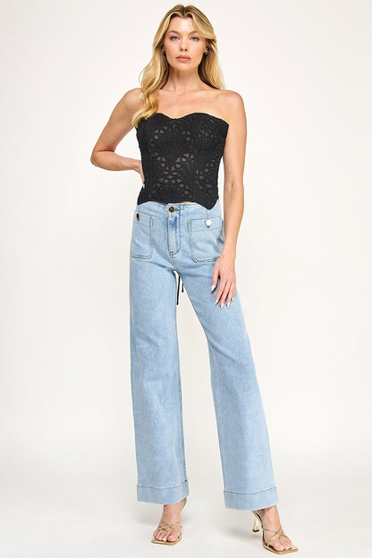 lace corset strapless top