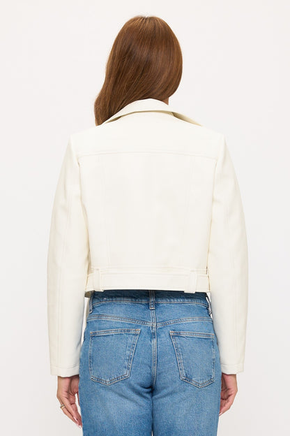 belted faux leather motorcycle jacket