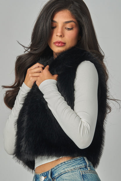 Fox Faux Fur Crop Vest Gilet