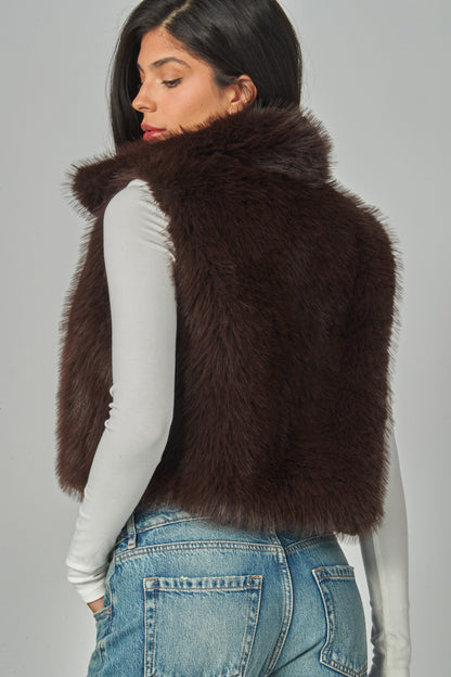 Fox Faux Fur Crop Vest Gilet
