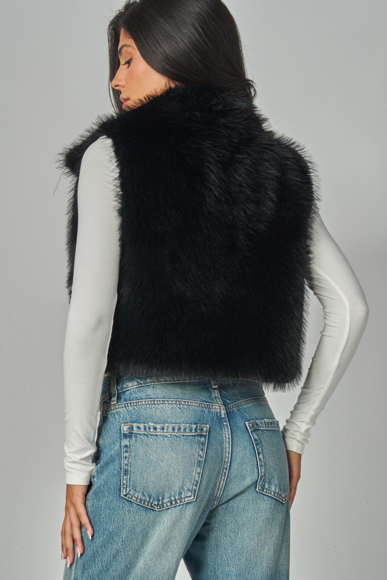 Fox Faux Fur Crop Vest Gilet