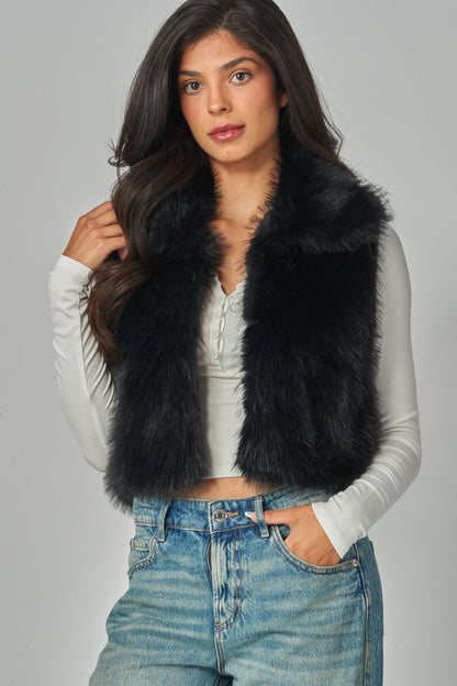 Fox Faux Fur Crop Vest Gilet