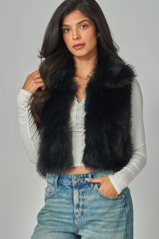 Fox Faux Fur Crop Vest Gilet
