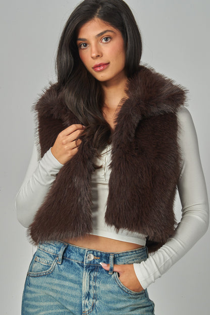 Fox Faux Fur Crop Vest Gilet