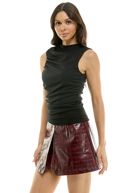 Sleeveless Ruched Knit Tank