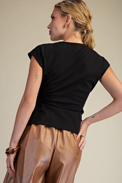 sleeveless surplice v neck top