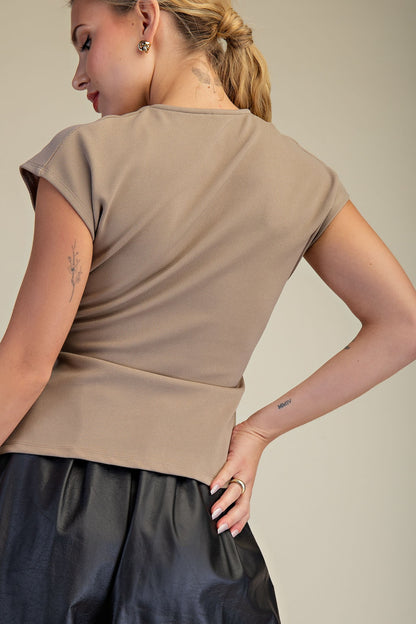 sleeveless surplice v neck top