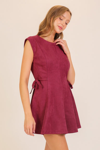 Faux Suede Sleeveless Mini Dress
