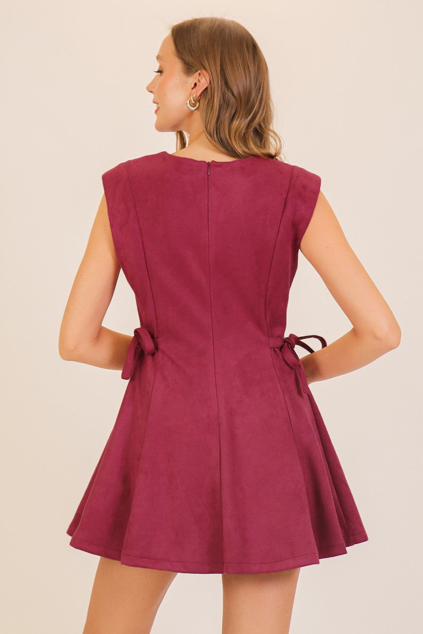 Faux Suede Sleeveless Mini Dress