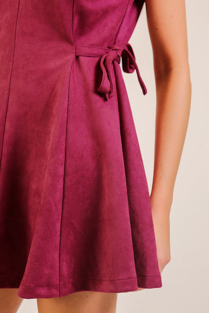 Faux Suede Sleeveless Mini Dress