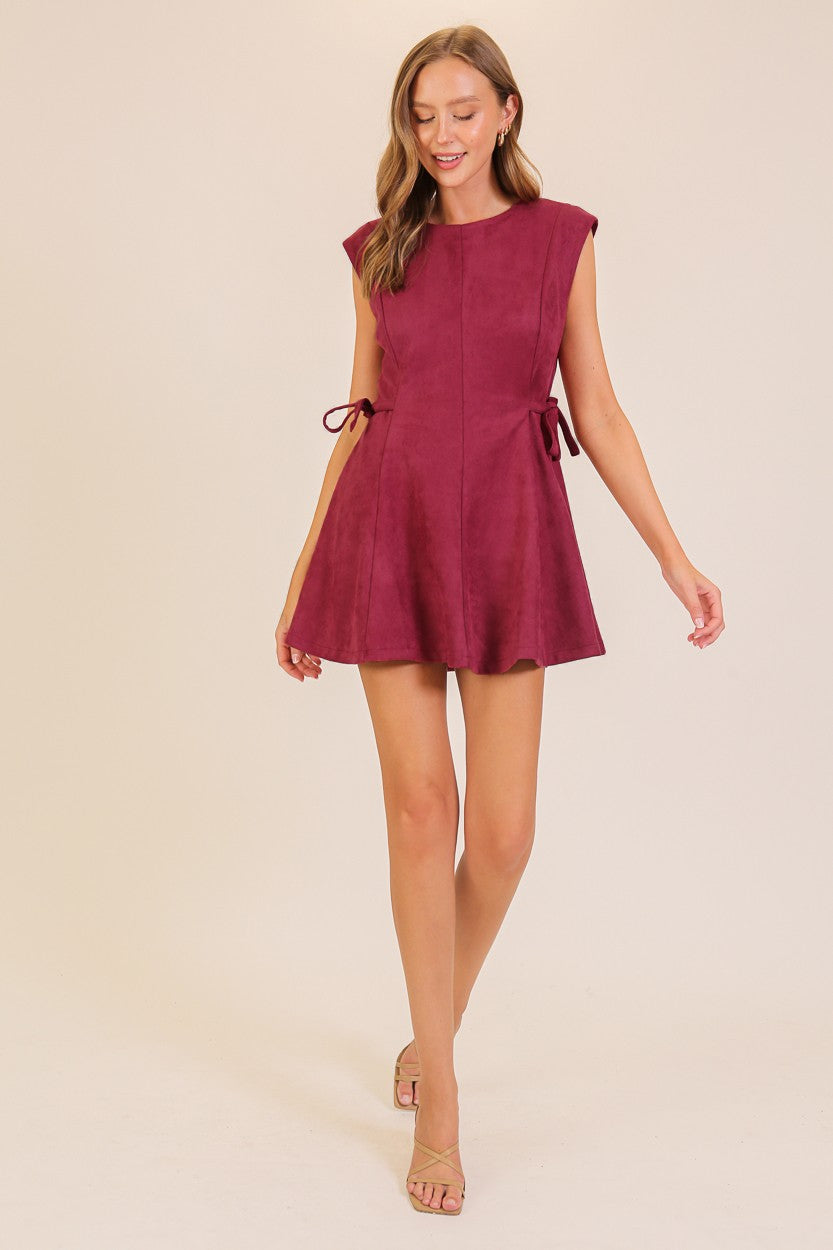 Faux Suede Sleeveless Mini Dress