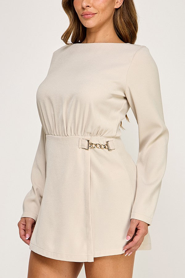 long sleeve wrap front romper