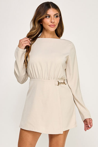 long sleeve wrap front romper