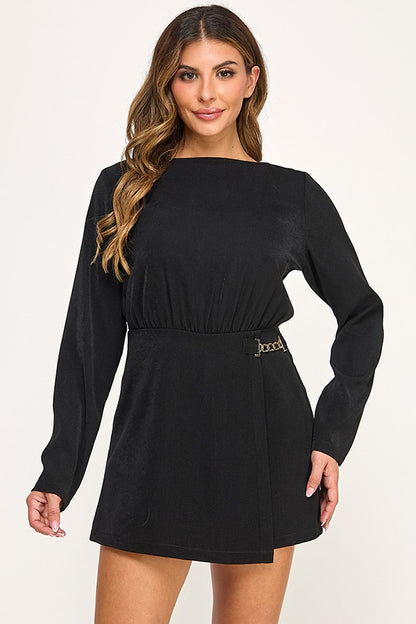 long sleeve wrap front romper