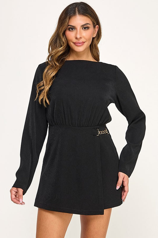 long sleeve wrap front romper