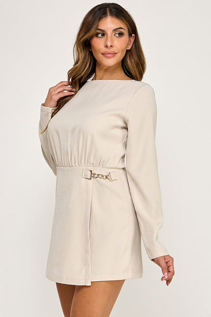 long sleeve wrap front romper