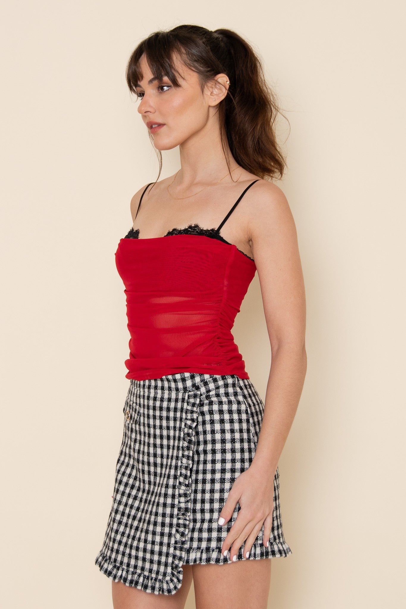 Bra Insert Mesh Sleeveless Top