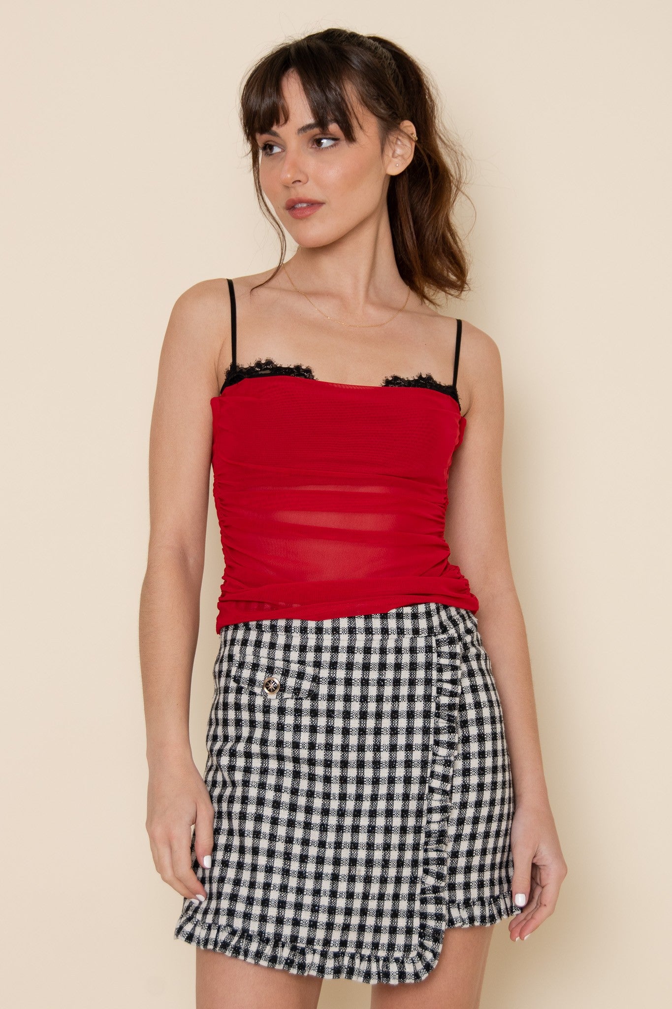 Bra Insert Mesh Sleeveless Top