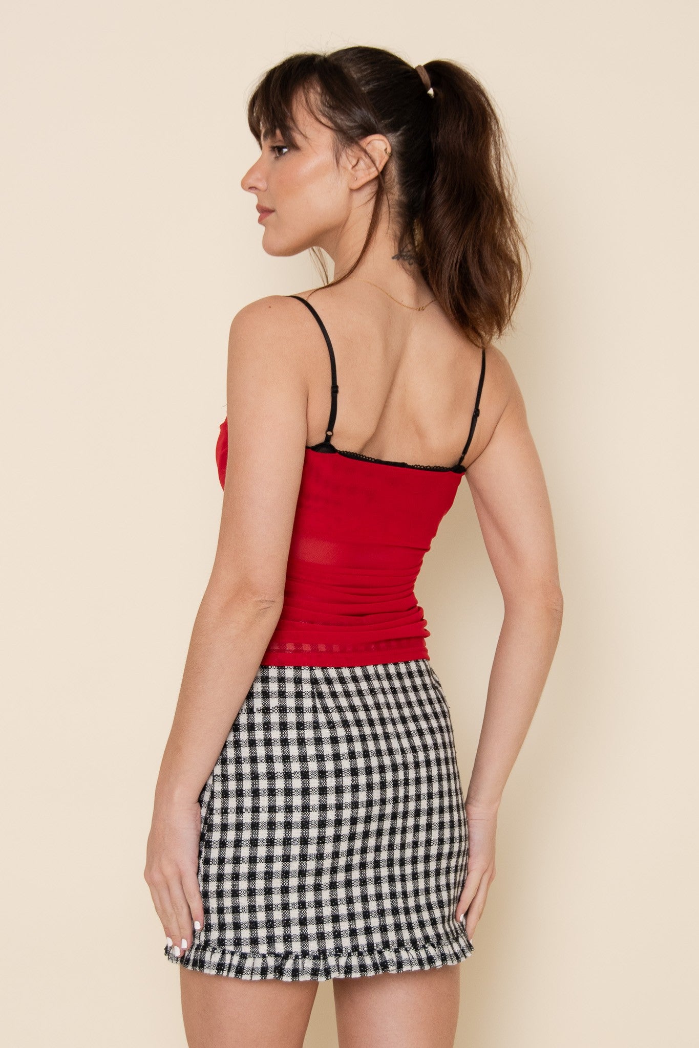 Bra Insert Mesh Sleeveless Top