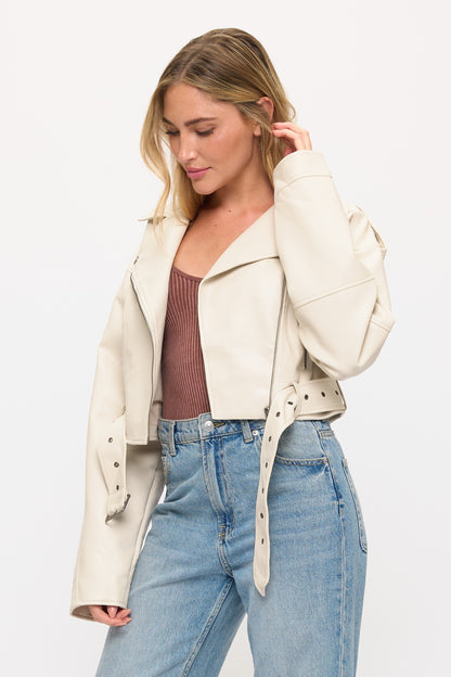 The Rebel Duchess faux leather moto jacket