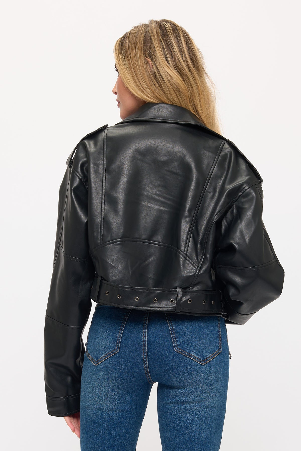 The Rebel Duchess faux leather moto jacket