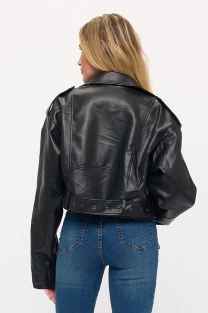 The Rebel Duchess faux leather moto jacket