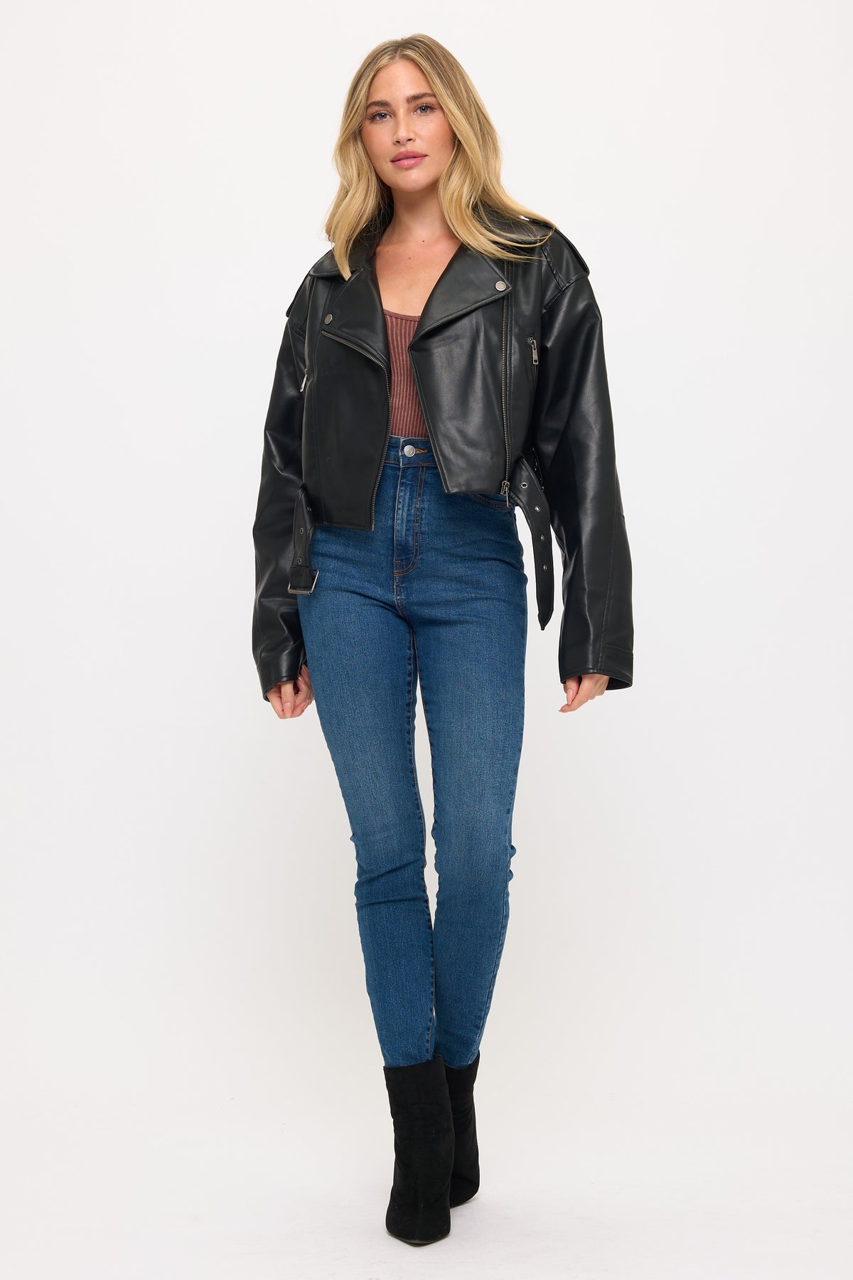 The Rebel Duchess faux leather moto jacket