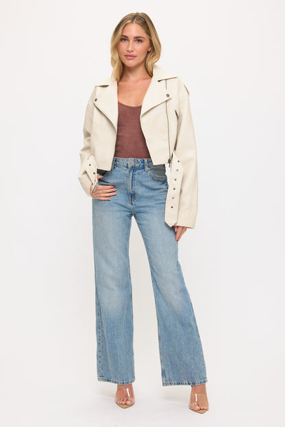 The Rebel Duchess faux leather moto jacket