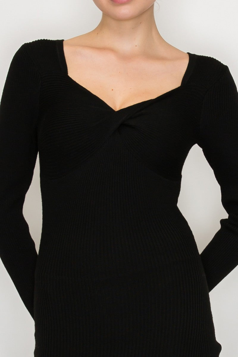 Twisted Rib Long Sleeve Mini Dress
