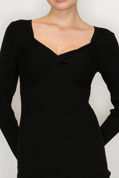 Twisted Rib Long Sleeve Mini Dress