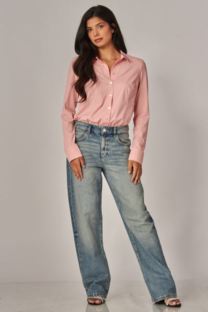 Stretch Long Sleeve Button-up Bodysuit