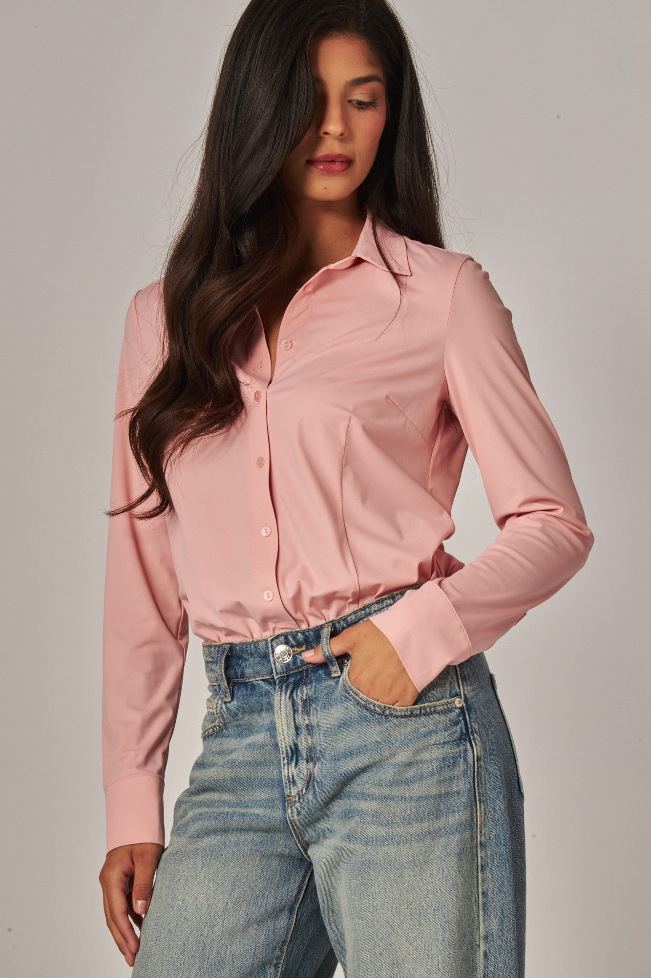 Stretch Long Sleeve Button-up Bodysuit