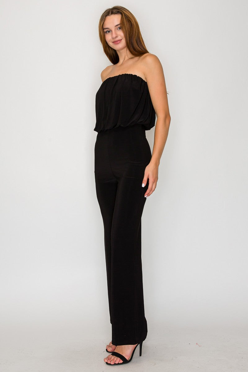 Strapless wide leg jumpsuit